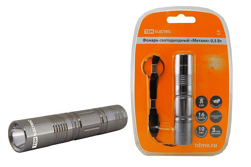 Фонарь универсальный 1хLED 1хАА Металл 0,5Вт | SQ0350-0012 | TDM