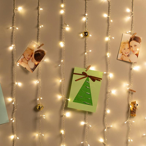 Гирлянда светодиодная серия  Holiday INZL-01Z занавес 3*3 м теплый белый 300 led 220в | Б0060439 | Intro