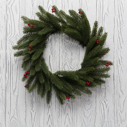 Еловый венок с ягодами Ø 45 см, литой | 307-149 | NEON-NIGHT