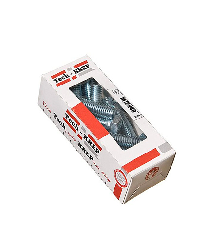 Болт DIN933 8.8 с шестигранной головкой оцинк. М12х40 (15 шт) - коробка с ок. Tech-K ( 0,684 кг) | 126526 | Tech-KREP