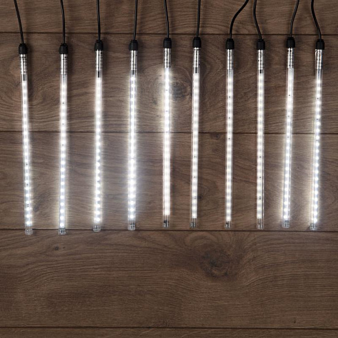 Гирлянда Тающие сосульки 24 В, комплект 10 шт. х 30 см, шаг 100 см, 420 LED, белый, соединяются | 256-425 | NEON-NIGHT