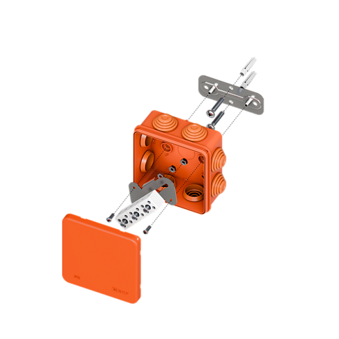 Коробка огнестойкая E45 85х85х40мм с клеммниками 6 полюсов 0,5-6мм2 IP55 HF | plc-kmfr-85-606 | EKF