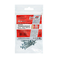 Саморез ШУц 4,0х45 пот. гол. (14 шт) - пакет ( 0,035 кг) | 102431 | Tech-KREP