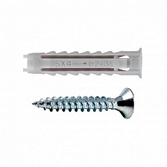 Дюбель для полнотелых материалов + шуруп SX 4X20 (50 шт)-пакет | 152275 | Fisher