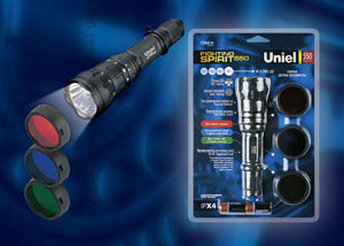 Фонарь рабочий Premium «fighting spirit 550 max» P-ML076-BB Black  алюм. MC-E CREE LED 2 х CR123A в/к, черн | 05727 | Uniel