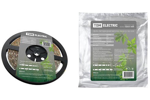 Лента светодиодная SMD3528 19,2Вт 12В 3200К IP54 5м | SQ0331-0089 | TDM