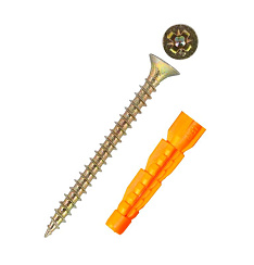 Саморез ШУж 5,0х70 пот. гол. + дюбель унив 8х52 (9 шт) - пакет ( 0,064 кг) | 112941 | Tech-KREP