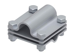 Соединитель крестообразный 65х65 стержень/пруток/полоса 4 болта D-20, гор. цинк, 391113 | МС-113-ГЦ |  Ostec