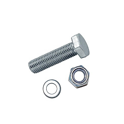 Болт DIN933 с шестигранной головкой оцинк. М10х50 + гайка + шайба (2 шт) - пакет ( 0,103 кг) | 112726 | Tech-KREP