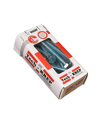 Болт DIN933 с шестигранной головкой оцинк. М10х80 (12 шт) - коробка с ок. Tech-K ( 0,614 кг) | 126522 | Tech-KREP