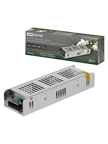 Блок питания 200Вт-24В-IP20 для светодиодных лент и модулей, металл, узкий,  | SQ0331-0560 | TDM