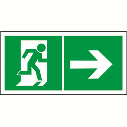 Пиктограмма (Пластина) "Напр. к эвакуационному выходу направо" BL-2010B.E35 для BRIZ, VOLNA, YANTA | a18142 | Белый свет