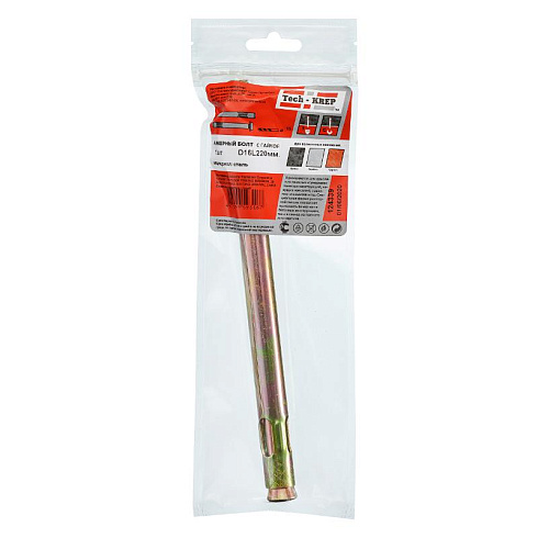 Анкерный болт с гайкой 16х220 (1 шт) - пакет ( 0,277 кг) | 124339 | Tech-KREP