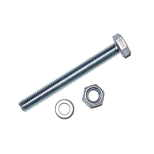 Болт DIN933 с шестигранной головкой оцинк. М10х140 + гайка + шайба (2 шт) - пакет ( 0,192 кг) | 136919 | Tech-KREP
