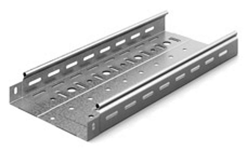 Металлический лоток перфорированный 200х50х3000, толщ. 0,7 мм, Сендзимир цинк, 014257 | ЛПМЗТ-200х50х3000-0,7-СЦ |  Ostec