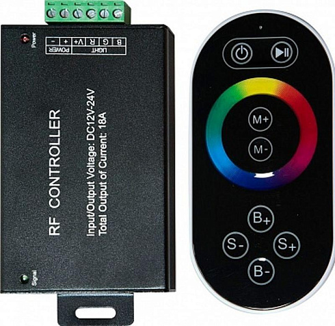 Контроллер для светодиодной ленты с П/У черный, LD55   18А12-24V (подходит для LS606,607) 137*137*51мм | 21557 | FERON