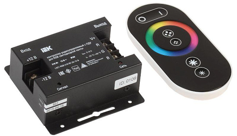 Контроллер с ПДУ радио (черный) RGB 3 канала 216Вт 12В 6А | LSC1-RGB-216-RF-20-12-B | IEK