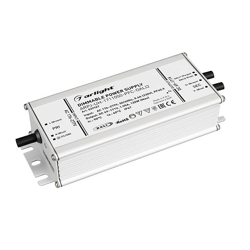 Блок питания ARPJ-UH-1711050-PFC-DALI2 (120W, 69-171V, 1.05A) (Arlight, IP67 Металл, 7 лет) | 039767 | Arlight