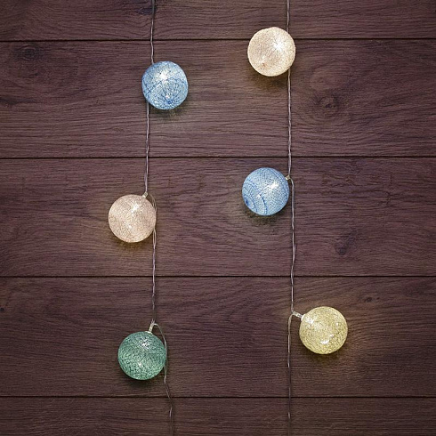 Тайские фонарики Пудра 1,5 м, прозрачный ПВХ, 10 LED, теплый белый, питание 2 х АА (батарейки не в комплекте) | 303-089 | NEON-NIGHT