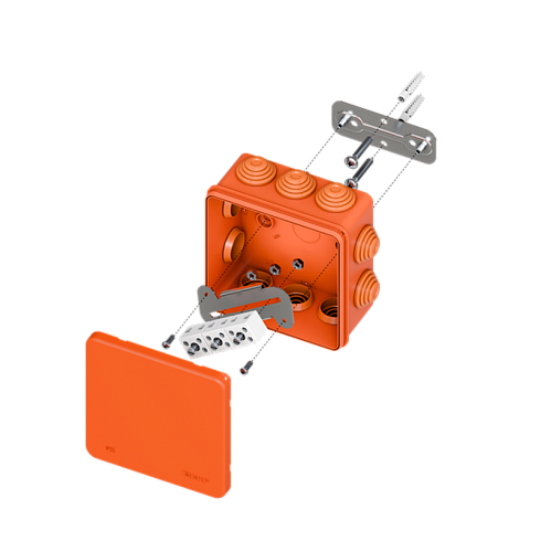 Коробка огнестойкая E45 100х100х50мм с клеммниками 6 полюсов 0,5-6мм2 IP55 HF | plc-kmfr-100-606 | EKF