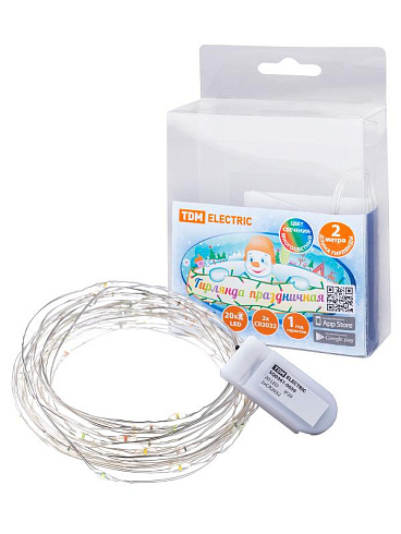 Гирлянда светодиодная "Роса20" 20LED, 2м, многоцвет., 2хCR2032 , | SQ0361-0059 | TDM ELECTRIC