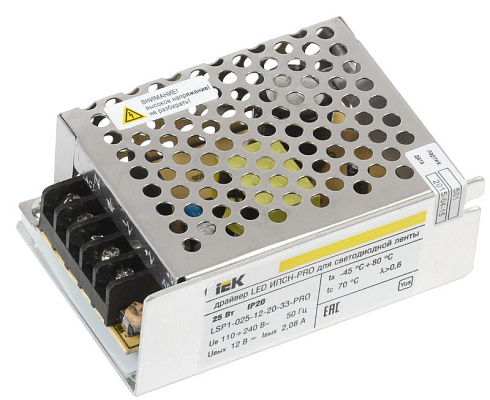Драйвер для светодиодных лент LED ИПСН-PRO 25Вт 12В IP20 блок-клеммы | LSP1-025-12-20-33-PRO | IEK