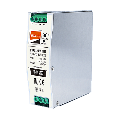 Драйвер для светодиодной ленты BSPS DIN 24V 5.0A=120w IP20 AL 3г.гар  на DIN-рейку | .5050020 | Jazzway