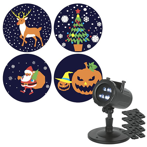 Проектор LED Праздник, ENIOP-10 4 карты с динамичными проекциями в комплекте, IP44, 220В | Б0056011 | ЭРА