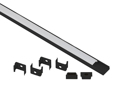 Комплект с накладным анодированным профилем  1506B 15х6мм, 2м, черный САВ262  | Б0062817 | ЭРА