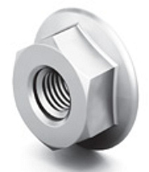 Гайка М6 DIN 6923 со стопорным буртиком, класс прочности 8, гальван. цинк (в упаковке 100 шт), 067609 | ГМСБ-6.8-DIN-ЭЦ |  Ostec