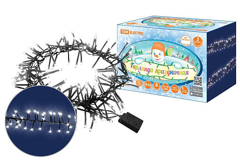 Гирлянда светодиодная "Мишура" 3 м, 320LED, белый, 8 режимов, 250 В, IP20 | SQ0361-0091 | TDM