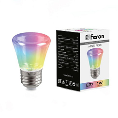 Лампа светодиодная LB-372 (1W) 230V E27 RGB Колокольчик для белт лайта прозрачный плавная смена цвета | 38134 | Feron