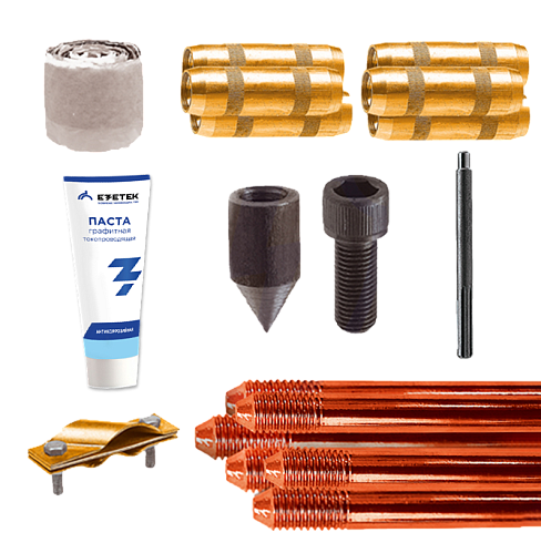 Комплект контура заземления EZ – 15 (15 метров, 14 мм, 10 х 1500 мм) с насадкой SDS-max|90013|Ezetek