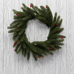 Еловый венок с ягодами Ø 45 см, литой | 307-149 | NEON-NIGHT