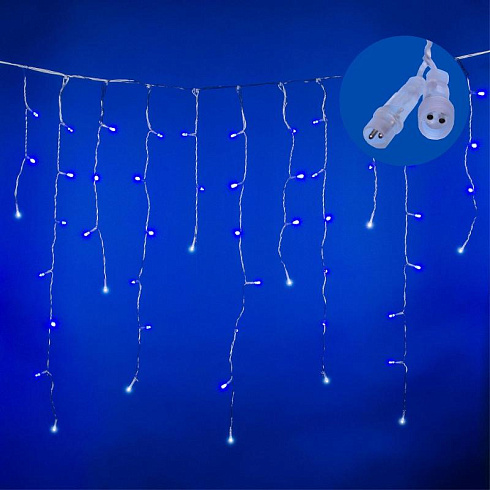 Гирлянда светодиодная "Бахрома" ULD-B3007-200/TTK BLUE-WHITE IP44 3м 200LED син./бел. с эффектом мерцания соединяемая провод прозр. Uniel UL-00007210