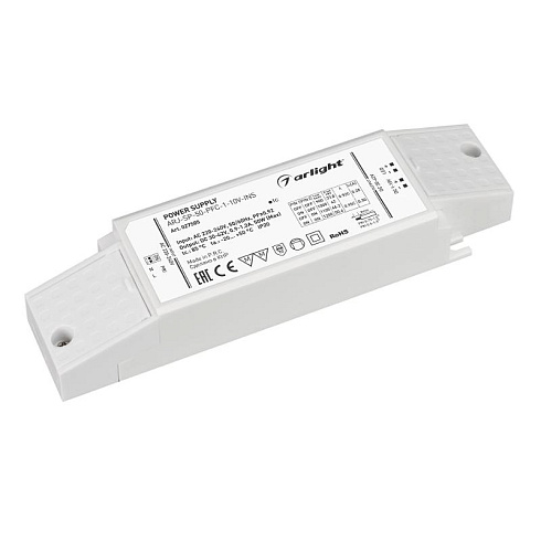 Блок питания ARJ-SP-50-PFC-1-10V-INS (50W, 900-1200mA) (Arlight, IP20 Пластик, 5 лет) | 027585 | Arlight