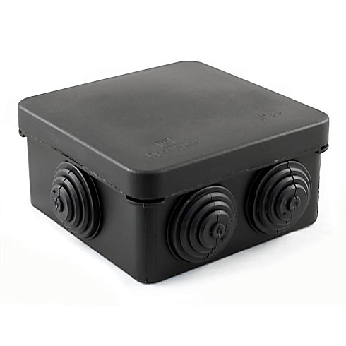 Коробка распределительная для о/п черная 80х80х40 (105шт/кор) IP55 безгалогенная (HF) | 40-0210-9005 | Промрукав