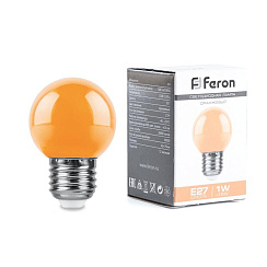 Лампа светодиодная LB-37 (1W) 230V E27 оранжевый для белт лайта G45 | 38124 | Feron