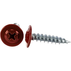 Саморез 4,2x16 с прессшайбой, острый, цинк RAL 3005 Красный (1000 шт/уп) | PR08.9243 | Промрукав