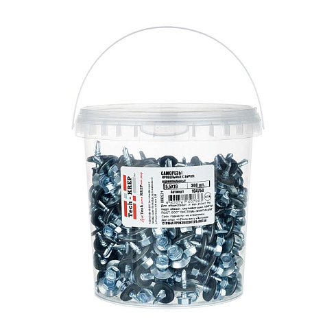 Саморез КР ZP св. 5,5х19 (300 шт) - ведро ( 1,728 кг) | 104750 | Tech-KREP