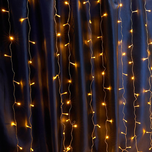 Гирлянда-занавес 230V 204 LED 2*1,5м, желтый, IP44 , сетевой шнур 3м в комплекте, CL19 | 41623 | FERON