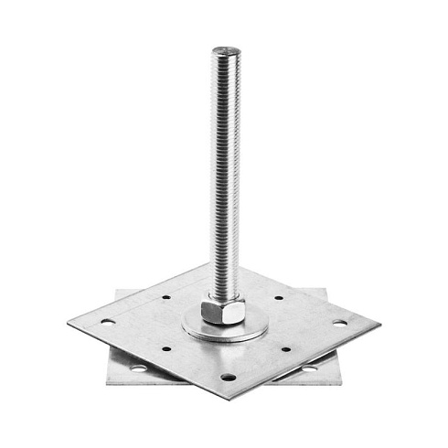 Анкер регулировочный по высоте М16 Н150мм 50х50х2, оцинкованный - накл. | 124428 | Tech-KREP