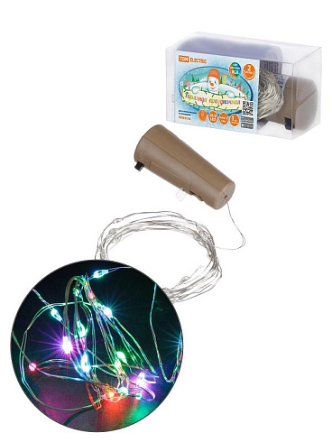 Гирлянда-пробка для бутылки "Роса20" 20LED, 2м, RGB, 3хAG13/LR44, | SQ0361-0100 | TDM