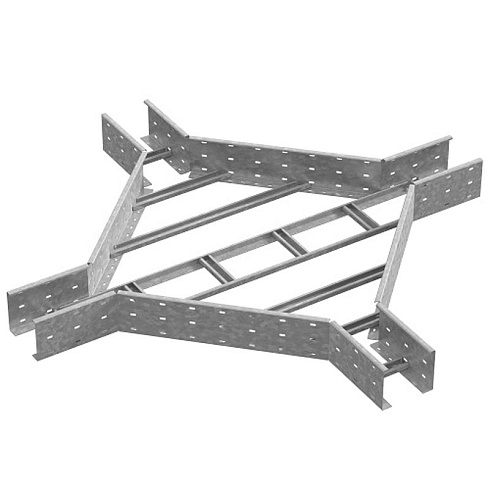 Крестообразный разветвитель для лестничного лотка ЛКР 300х110, толщ. 2,0 мм, Сендзимир цинк, 033330 | ХЛЛКР-300х110-2,0-СЦ |  Ostec
