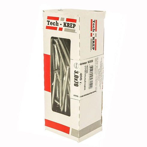 Гвоздь строительный оцинкованный 3,0х70 (400 г) - коробка с окном | 102030 | Tech-KREP