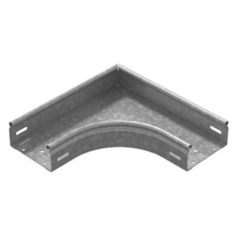 Угол плоский плавный универсальный 90 град. к лотку 500х65, толщ. 1,5 мм, Сендзимир цинк | УПТРП90-500х65-1,5-R100-СЦ | Ostec