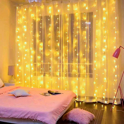 Гирлянда световая  Дождь/Занавес 3*2 м, ЕNIG - 320W  , 320  диодов, теплый белый, 8 режимов, 220V, IP20 | Б0051872 | ЭРА