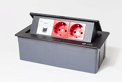 Люк на 3 поста(45*45)металл,чеоный,с пластиковой коробкой IP 40 | 300013 | SPL