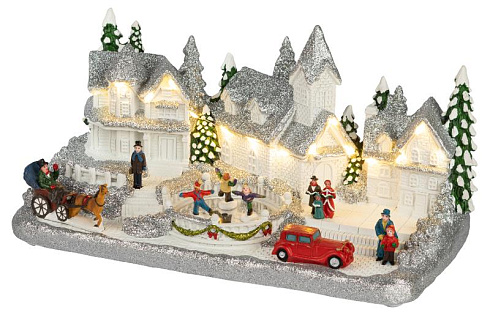 Фигура светодиодная новогодняя  EFIS-S08 композиция Снежная деревня теплый белый свет 3АА 31*16*16 см | Б0060486 | ЭРА