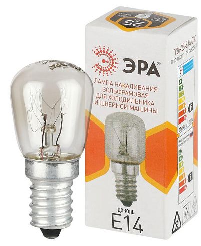 Лампа накаливания  T26 25Вт Е14/E14 230В  для холодильника и швейной машины | Б0066404 | ЭРА